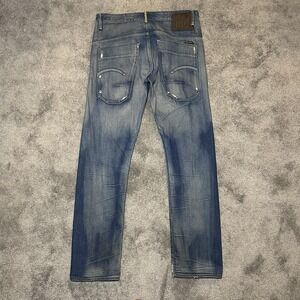 G-Star Raw 3301 Jeans Men's Actual 35x32 Straight Leg Button Fly Distressed